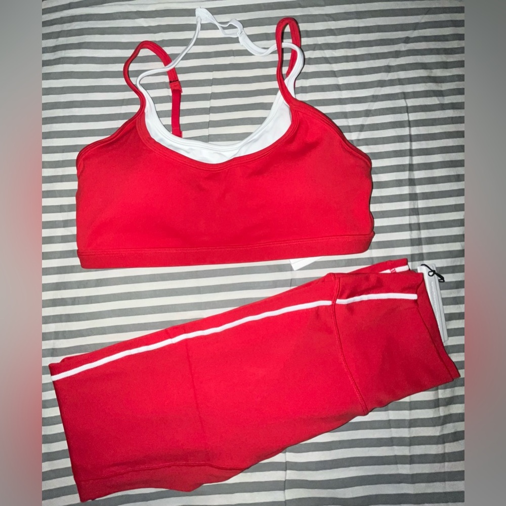 Red Women's Active Crop Top & Leggings Set - Unbranded